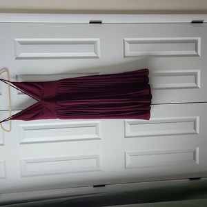 Lulus Burgundy Pleated Criss Cross Back Midi Dress Size Small